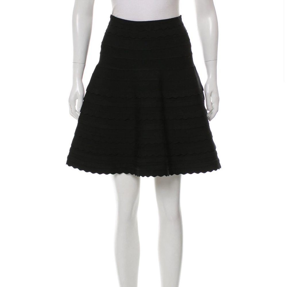 Herve Leger black structured a-line skirt